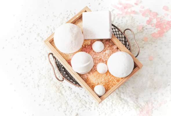 Cannabis bath bombs and cannabis salts we sell at our cannabis dispensary.